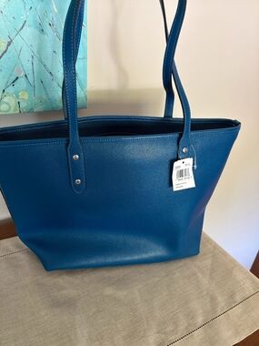 Coach Blue Tote Bag with Double Shoulder Straps